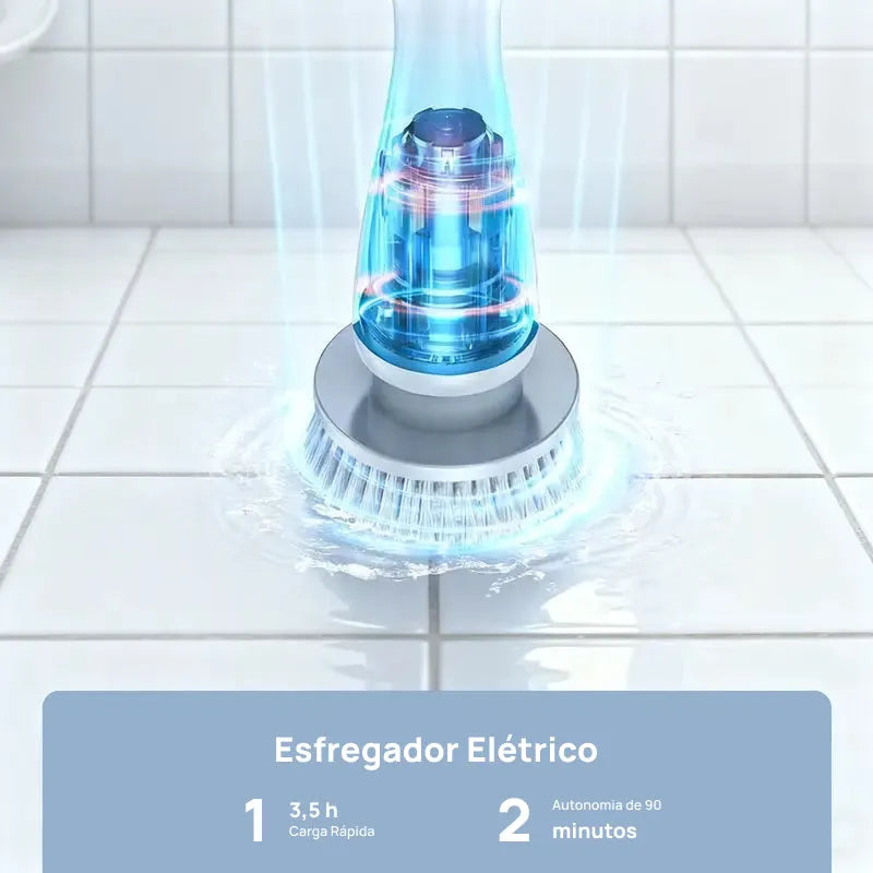 Escova Elétrica Giratória à Prova d‘Água, Sem Fio com 2 Velocidades e 9 Acessórios para Limpeza Pesada profissionalmente eficaz