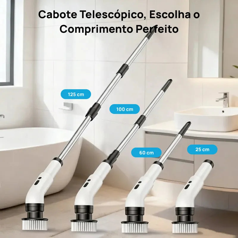 Escova Elétrica Giratória à Prova d‘Água, Sem Fio com 2 Velocidades e 9 Acessórios para Limpeza Pesada profissionalmente eficaz