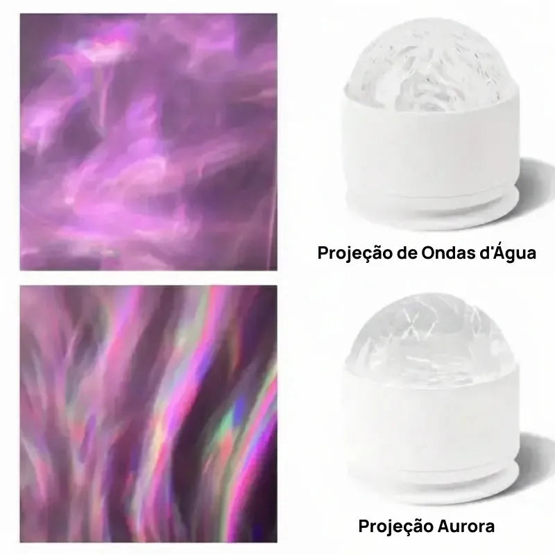 Lâmpada Projetora com 2 Cenas de Ondulação 3D e 16 Cores, Controlada por Remoto para Ambiente Relaxante totalmente personalizável