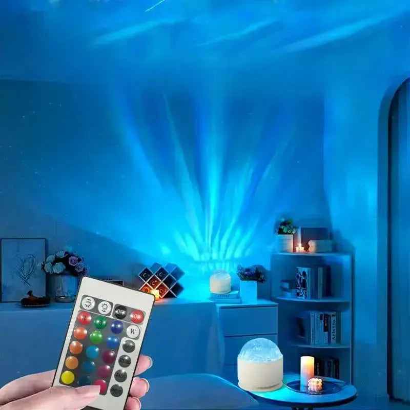 Lâmpada Projetora com 2 Cenas de Ondulação 3D e 16 Cores, Controlada por Remoto para Ambiente Relaxante totalmente personalizável