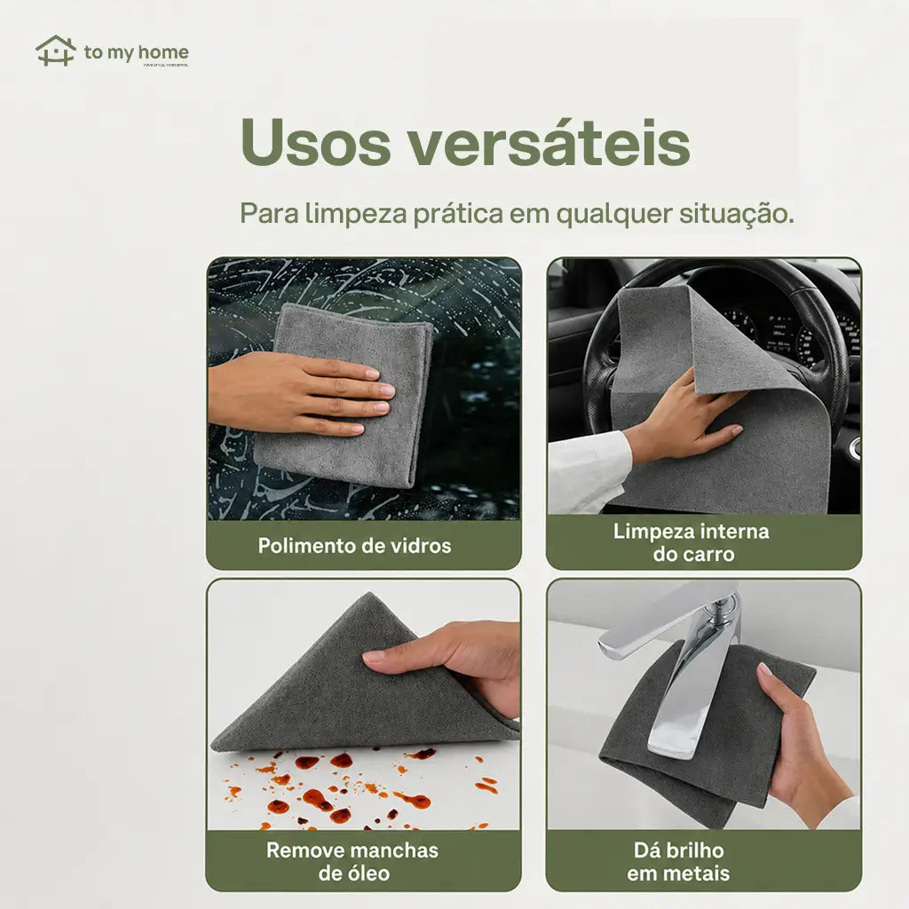Kit 10 panos de microfibra grossos sem fiapos para vidros, cozinha, carro, espelhos, móveis e eletrodomésticos laváveis