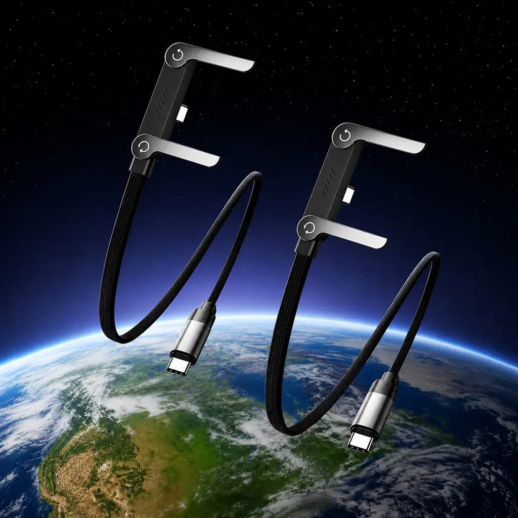 Cabo USB-C 240W com suporte invisível para celular e notebook, carga rápida 2 em 1 para jogos, escritório, viagens e carro