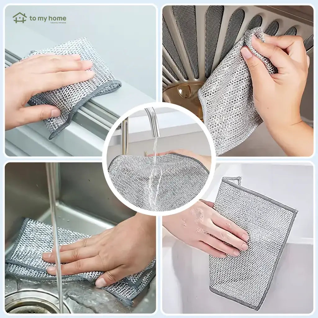 Pano de limpeza em malha metálica anti-risco, kit com 10 unidades para louças, panelas, fogões e pias, uso úmido ou seco