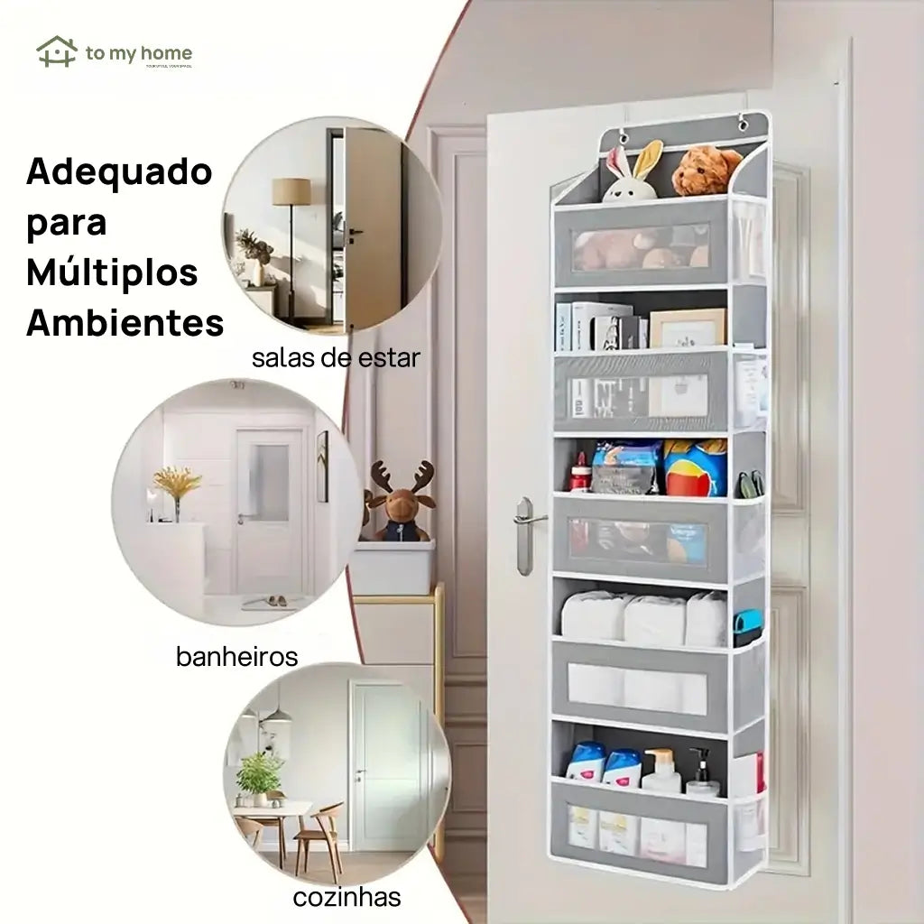 Organizador de porta suspenso 5 níveis com 10 bolsos grandes e design anti-inclinação para quarto, banheiro e dormitório