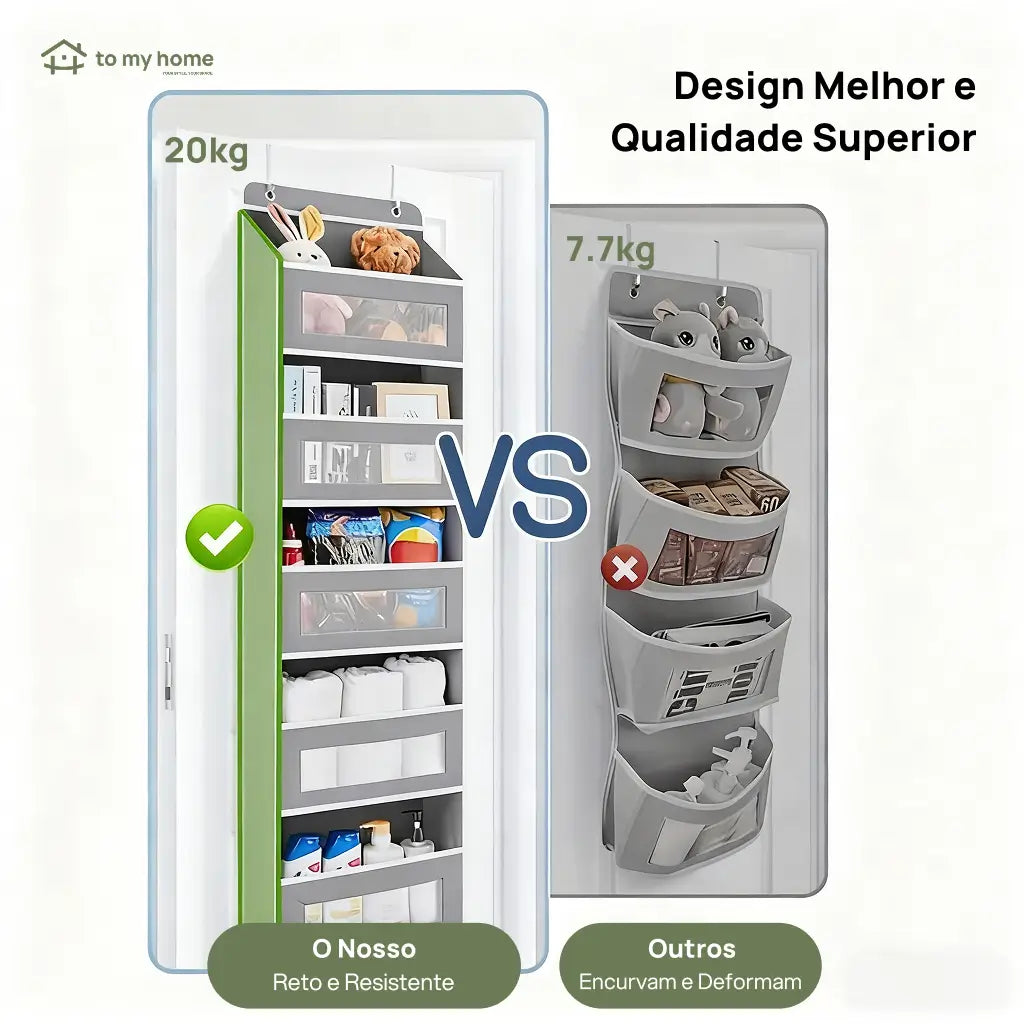 Organizador de porta suspenso 5 níveis com 10 bolsos grandes e design anti-inclinação para quarto, banheiro e dormitório