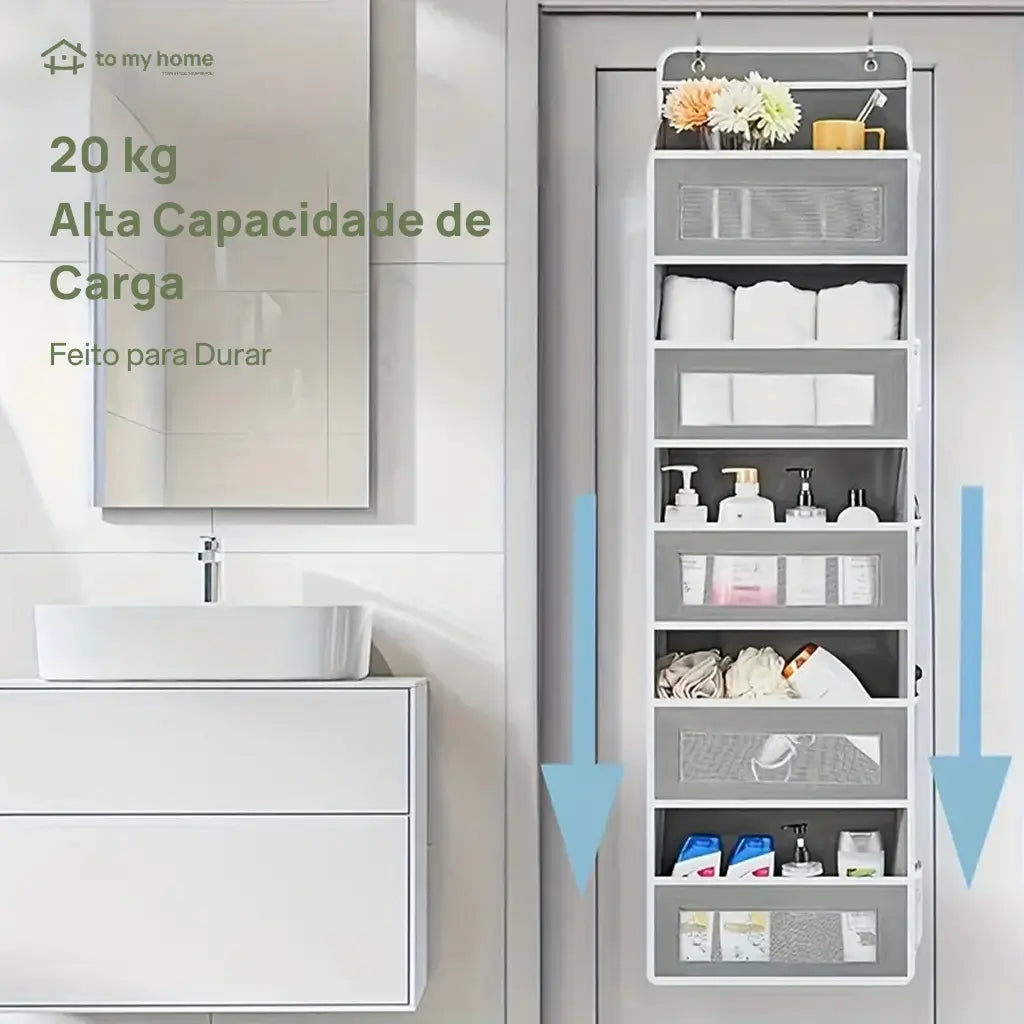 Organizador de porta suspenso 5 níveis com 10 bolsos grandes e design anti-inclinação para quarto, banheiro e dormitório