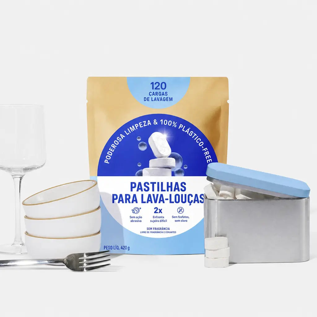 Tabletes para lava-louças sem plástico, minerais e vegetais, sem fragrância, com lata compacta para limpeza diária de cozinhas sustentáveis em casa