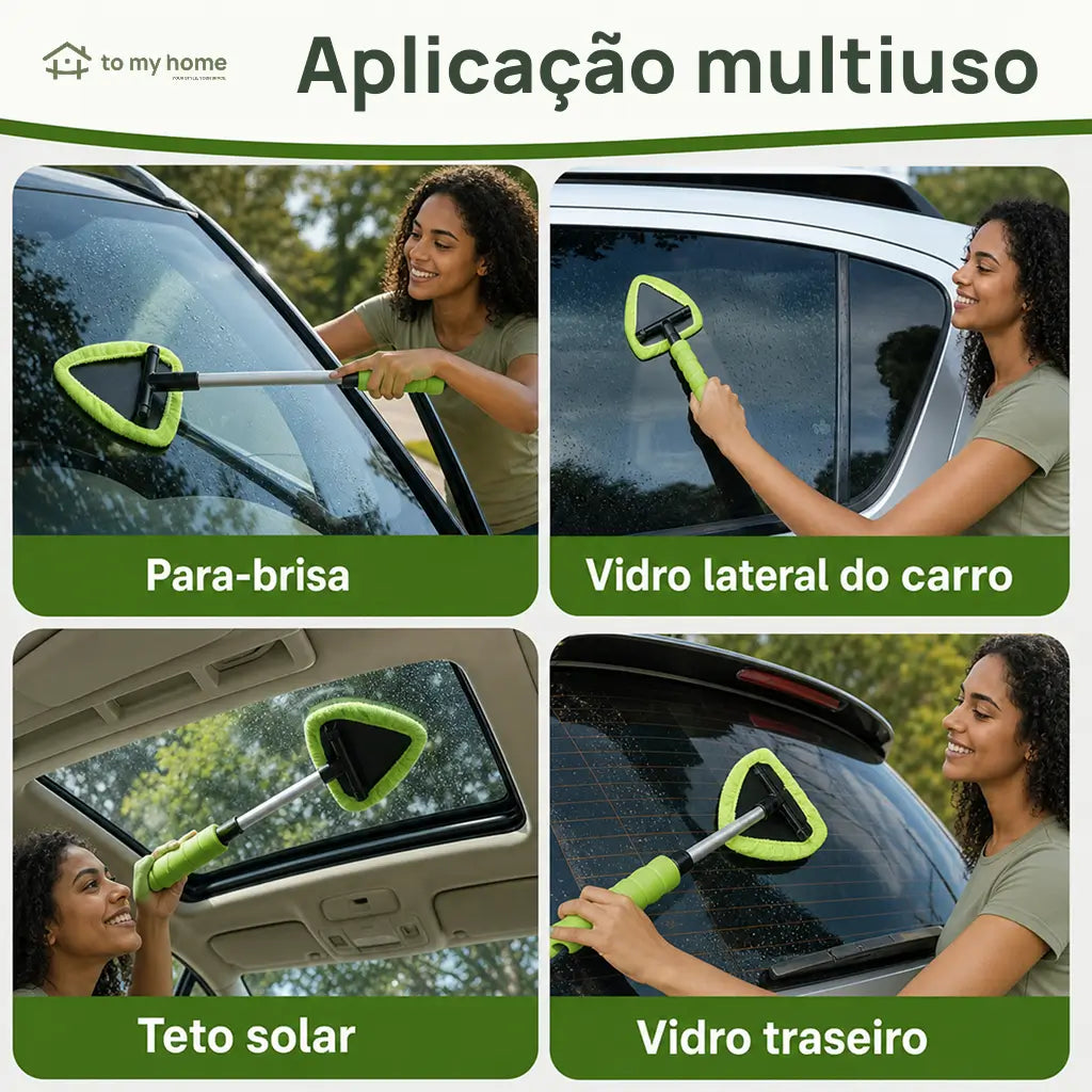 Rodo limpador de para-brisa em microfibra reutilizável com cabo de alumínio para carros, SUVs, caminhões e motorhomes, limpeza interna e externa