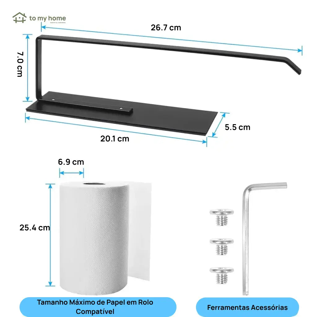 Porta papel toalha magnético de metal antiderrapante para geladeira, parede, cozinha, banheiro, despensa e motorhome moderno