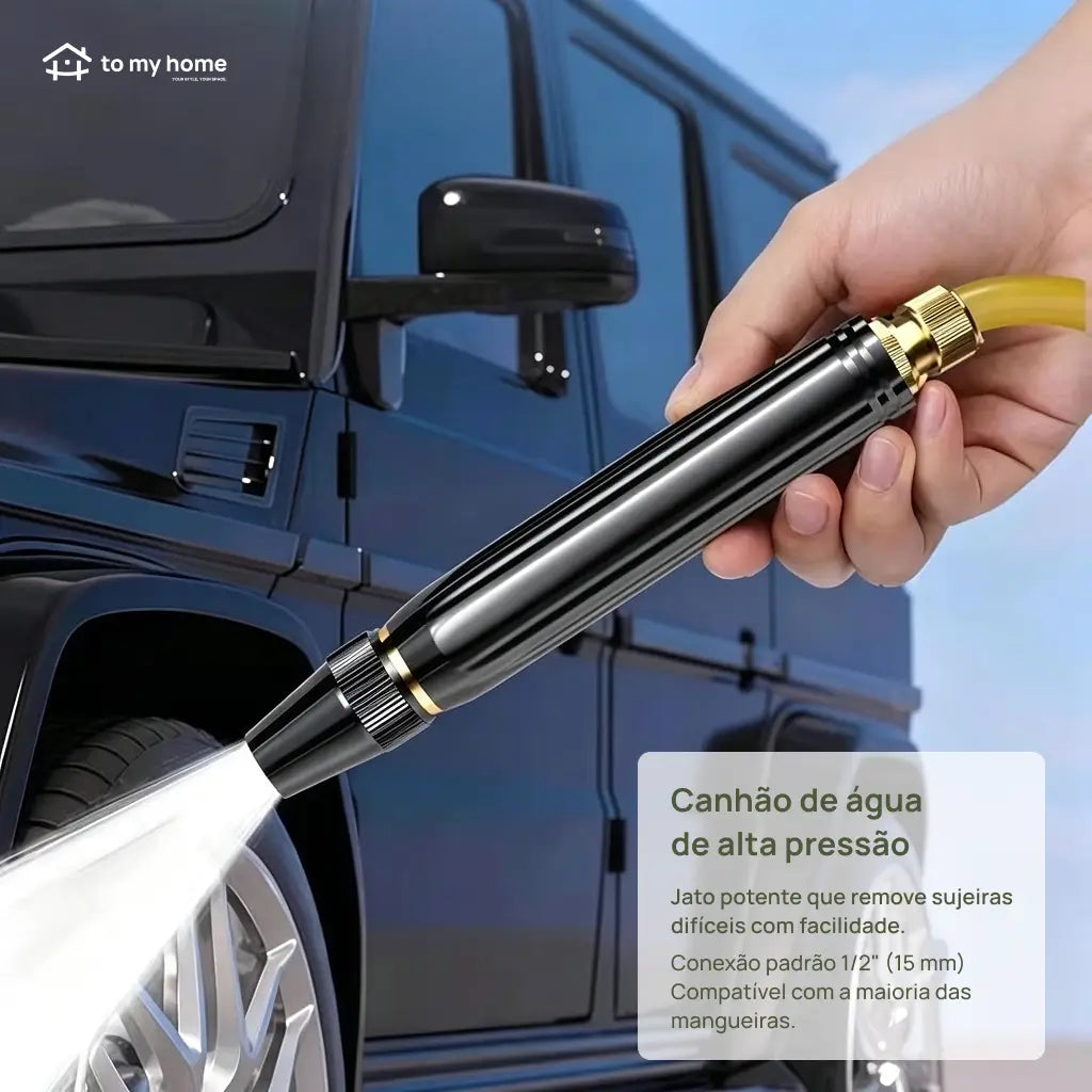 Pistola de água alta pressão com bico ajustável para lavar carro, quintal, plantas e limpeza doméstica com praticidade no dia a dia