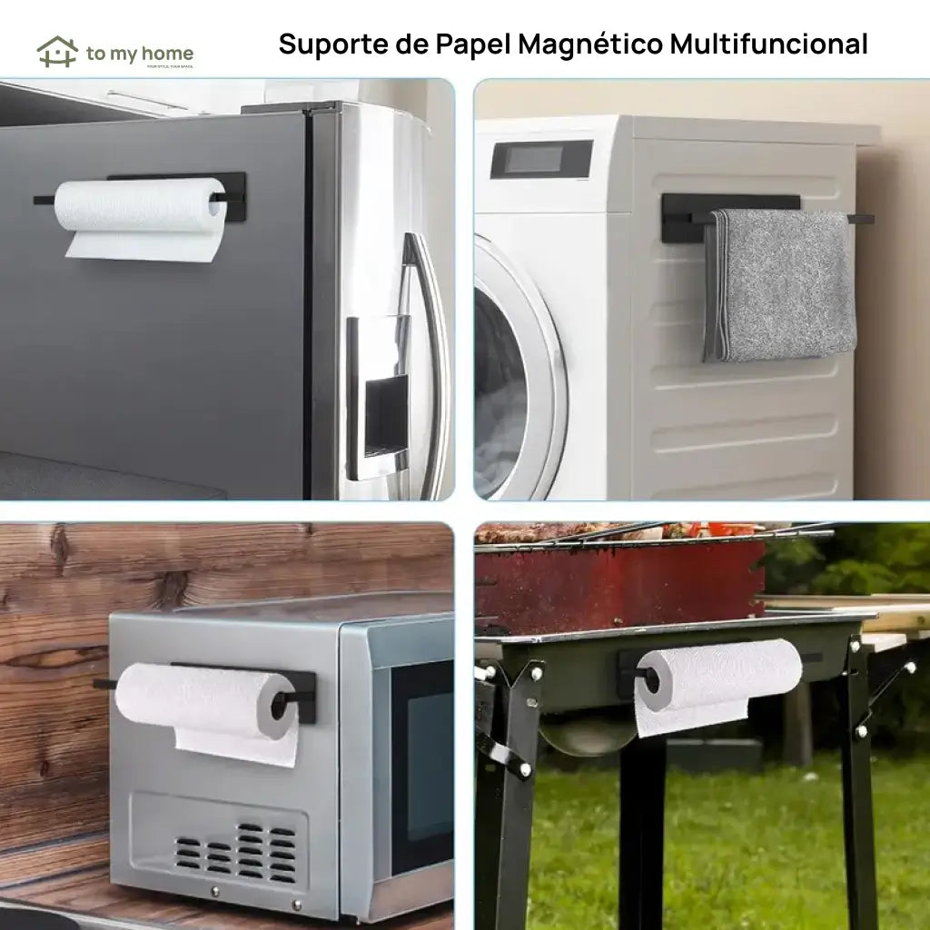 Porta papel toalha magnético de metal antiderrapante para geladeira, parede, cozinha, banheiro, despensa e motorhome moderno