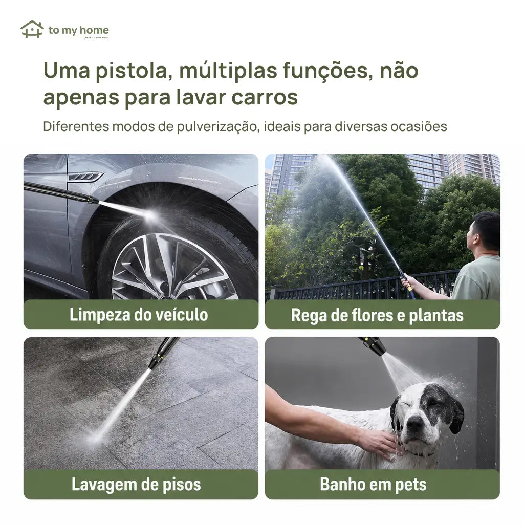 Pistola de água alta pressão com bico ajustável para lavar carro, quintal, plantas e limpeza doméstica com praticidade no dia a dia