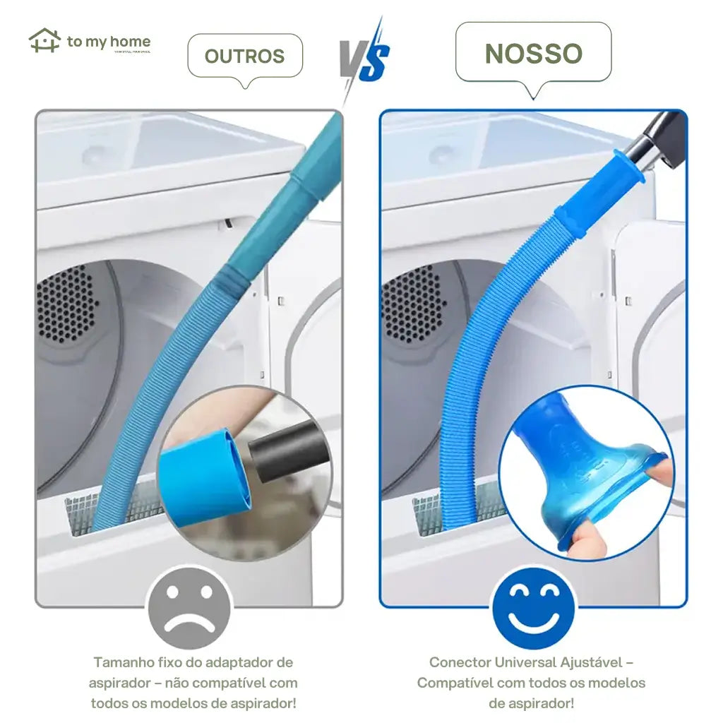 Kit limpador de duto de secadora com mangueira para aspirador, conector universal flexível e remoção de fiapos em frestas