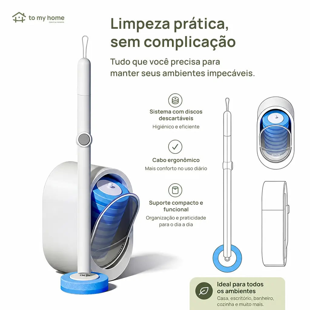 Escova sanitária com refis descartáveis autolimpantes e solução de limpeza para banheiro sem sujeira e sem pré-enxágue no dia a dia prático