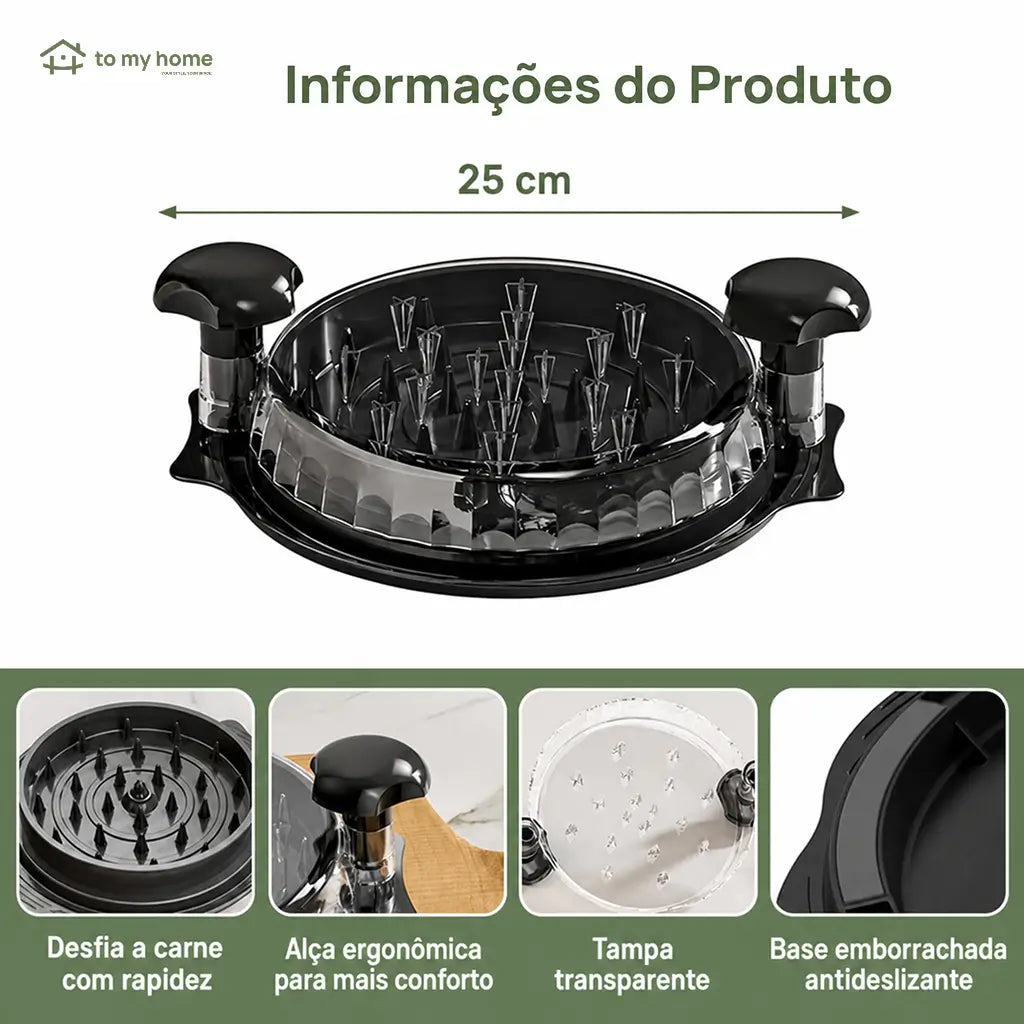 Desfiador de carne grande com tampa transparente e base antiderrapante para frango, porco e carne bovina cozidos na cozinha da família