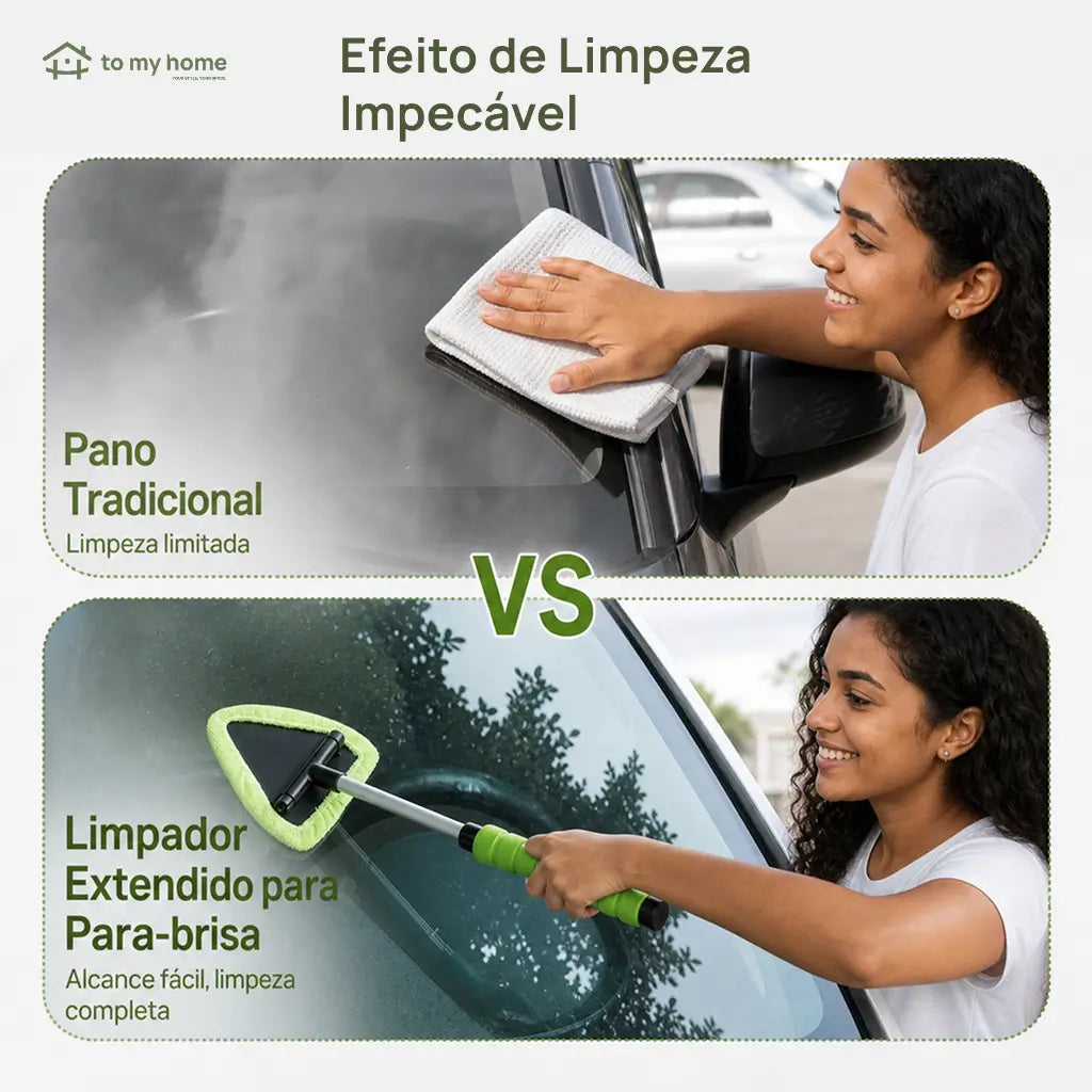 Rodo limpador de para-brisa em microfibra reutilizável com cabo de alumínio para carros, SUVs, caminhões e motorhomes, limpeza interna e externa