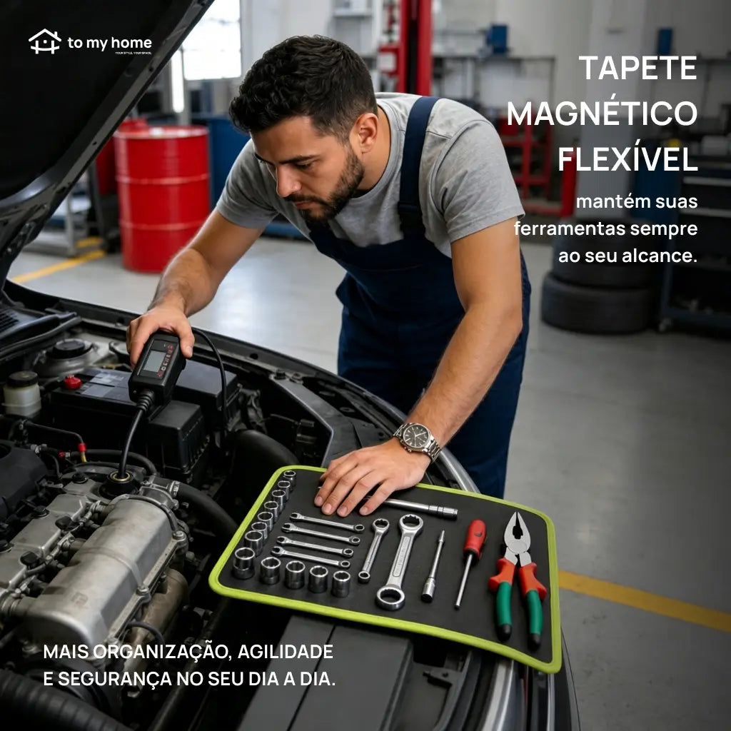 Kit com 3 tapetes magnéticos flexíveis em PVC antiderrapante para organizar ferramentas, parafusos e porcas na oficina e garagem