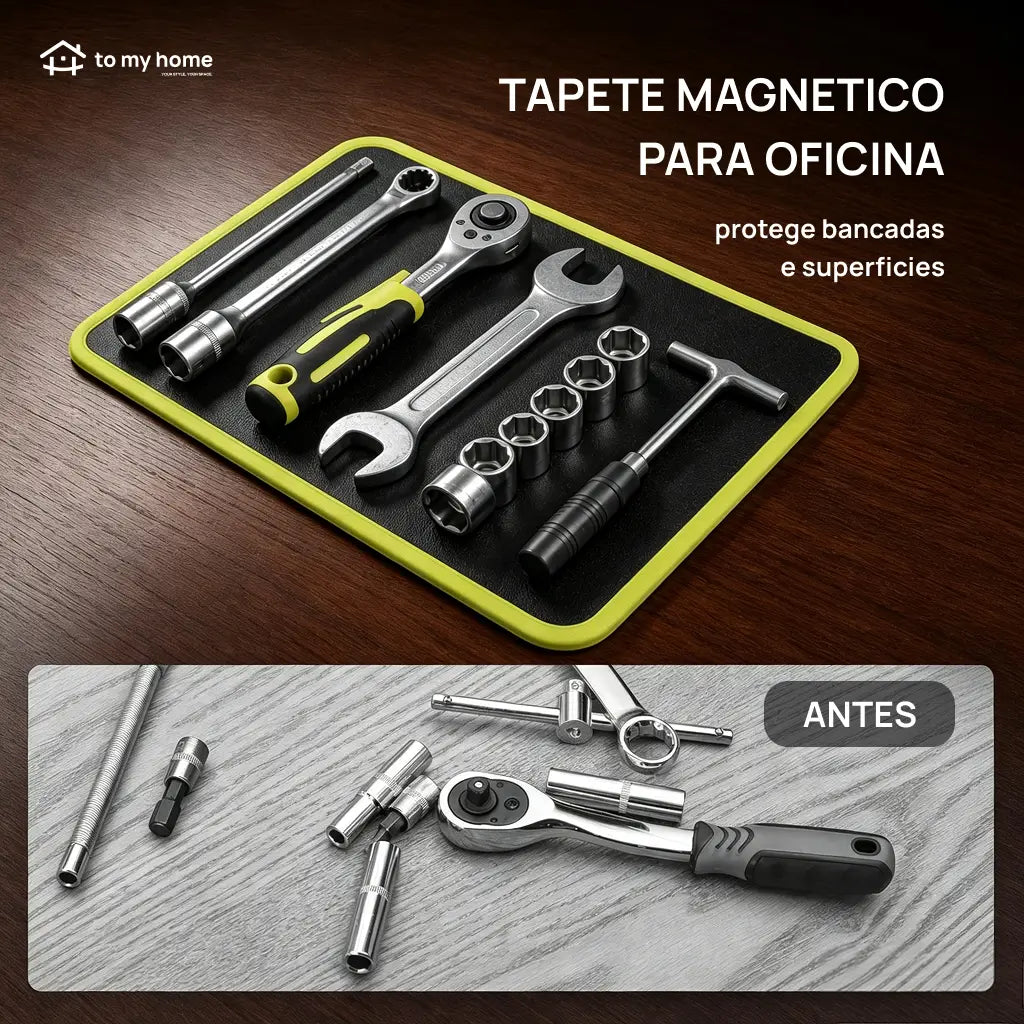 Kit com 3 tapetes magnéticos flexíveis em PVC antiderrapante para organizar ferramentas, parafusos e porcas na oficina e garagem