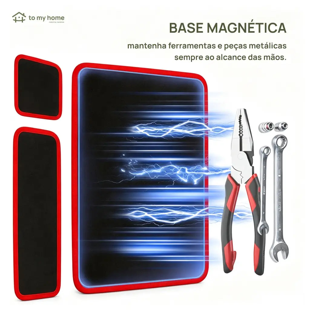 Kit com 3 tapetes magnéticos flexíveis em PVC antiderrapante para organizar ferramentas, parafusos e porcas na oficina e garagem