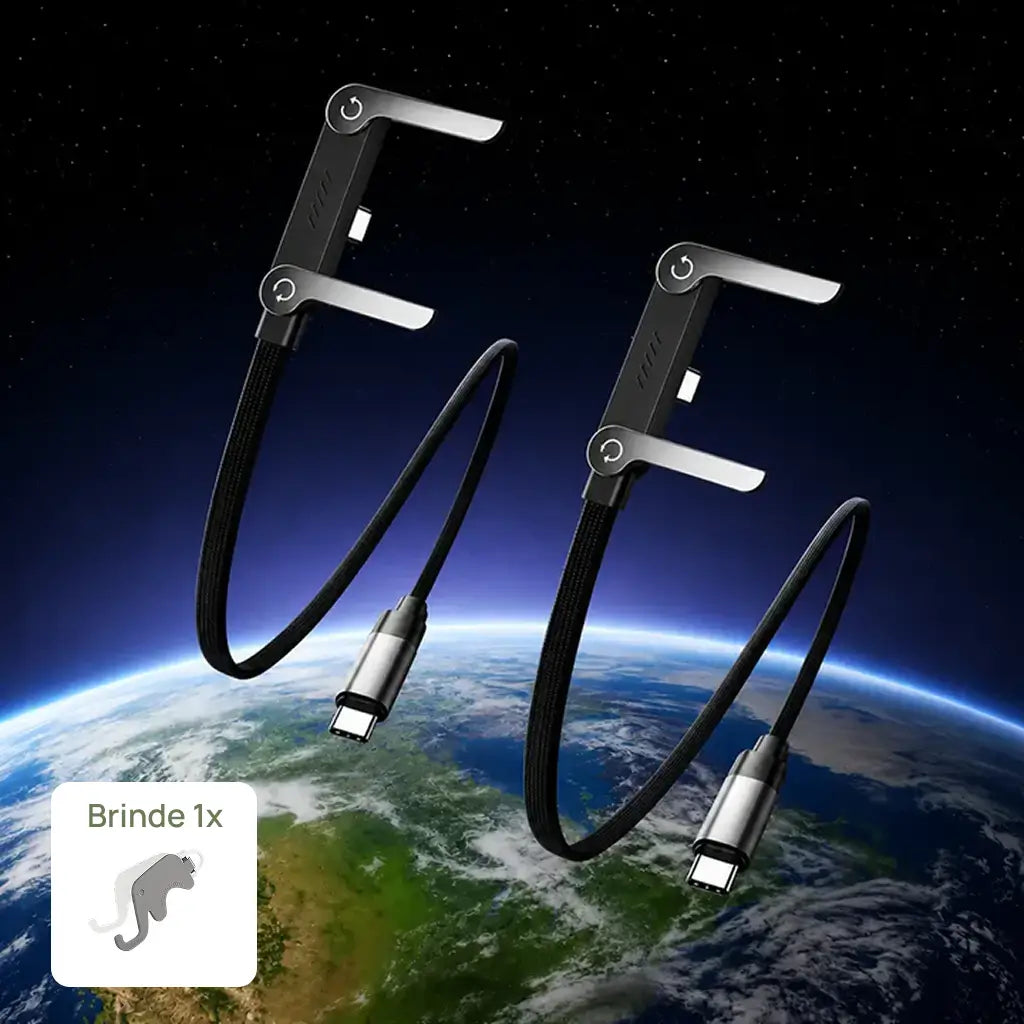 Cabo USB-C 240W com Suporte Invisível para Celular e Notebook