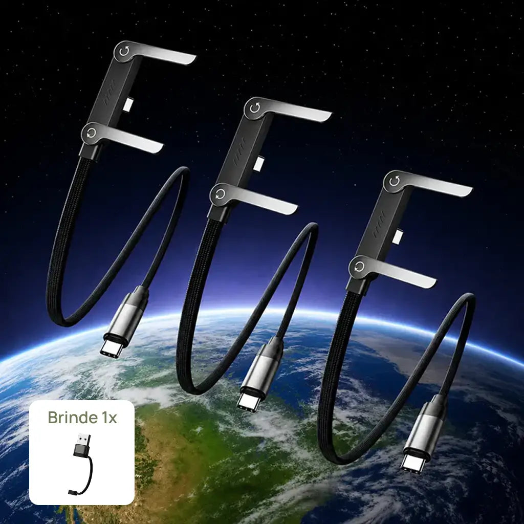Cabo USB-C 240W com Suporte Invisível para Celular e Notebook