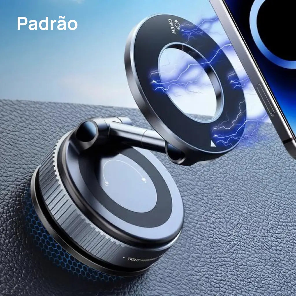 Suporte magnético para celular com ventosa a vácuo, rotação 360° e uso dobrável no carro, espelho ou academia