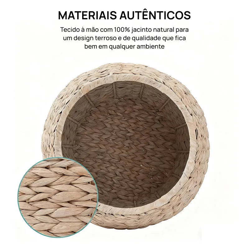 Cesta Organizadora Vintage Multifuncional de Jacinto-d’Água com Tampa, Ideal para Armazenamento em Qualquer Cômodo charme rústico