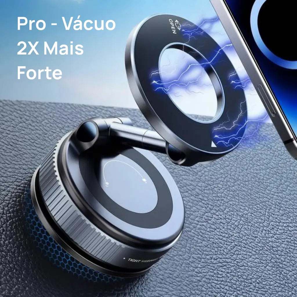 Suporte magnético para celular com ventosa a vácuo, rotação 360° e uso dobrável no carro, espelho ou academia