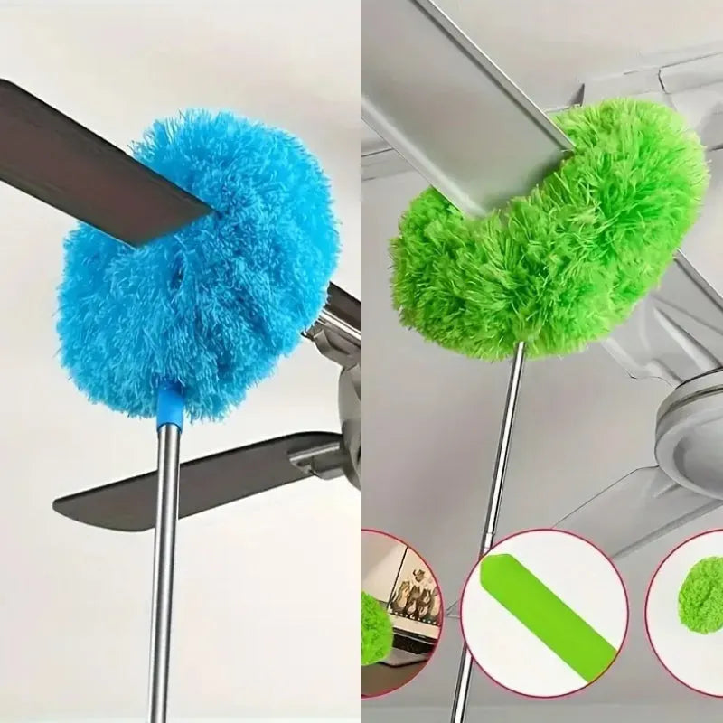 Pano de Limpeza Extensível com Cabo Longo para Ventiladores de Teto, Retém Poeira, Reutilizável e Lavável à Máquina alcance seguro