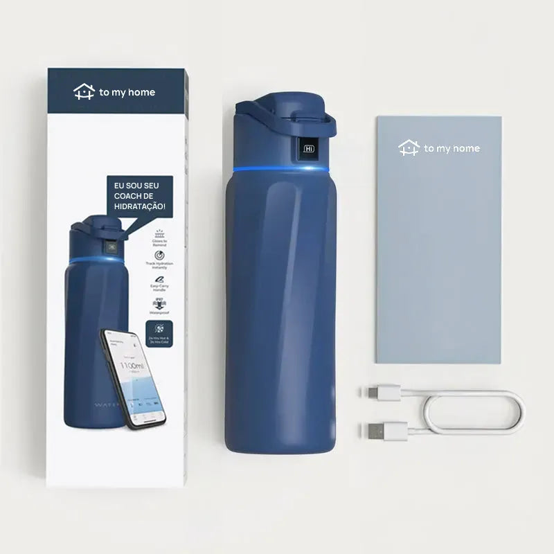 Garrafa de Água Inteligente de Aço Inox com App, Rastreia Consumo e Envia Lembretes de Hidratação para Viagens companheira tecnológica