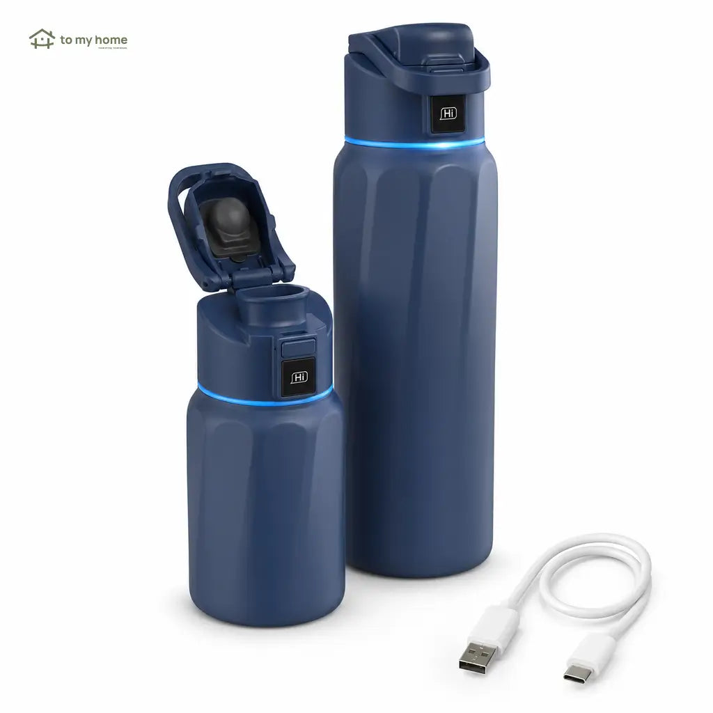 Garrafa térmica inteligente em aço inox com app, LED e lembrete de hidratação para academia, viagem e rotina diária sem vazamentos