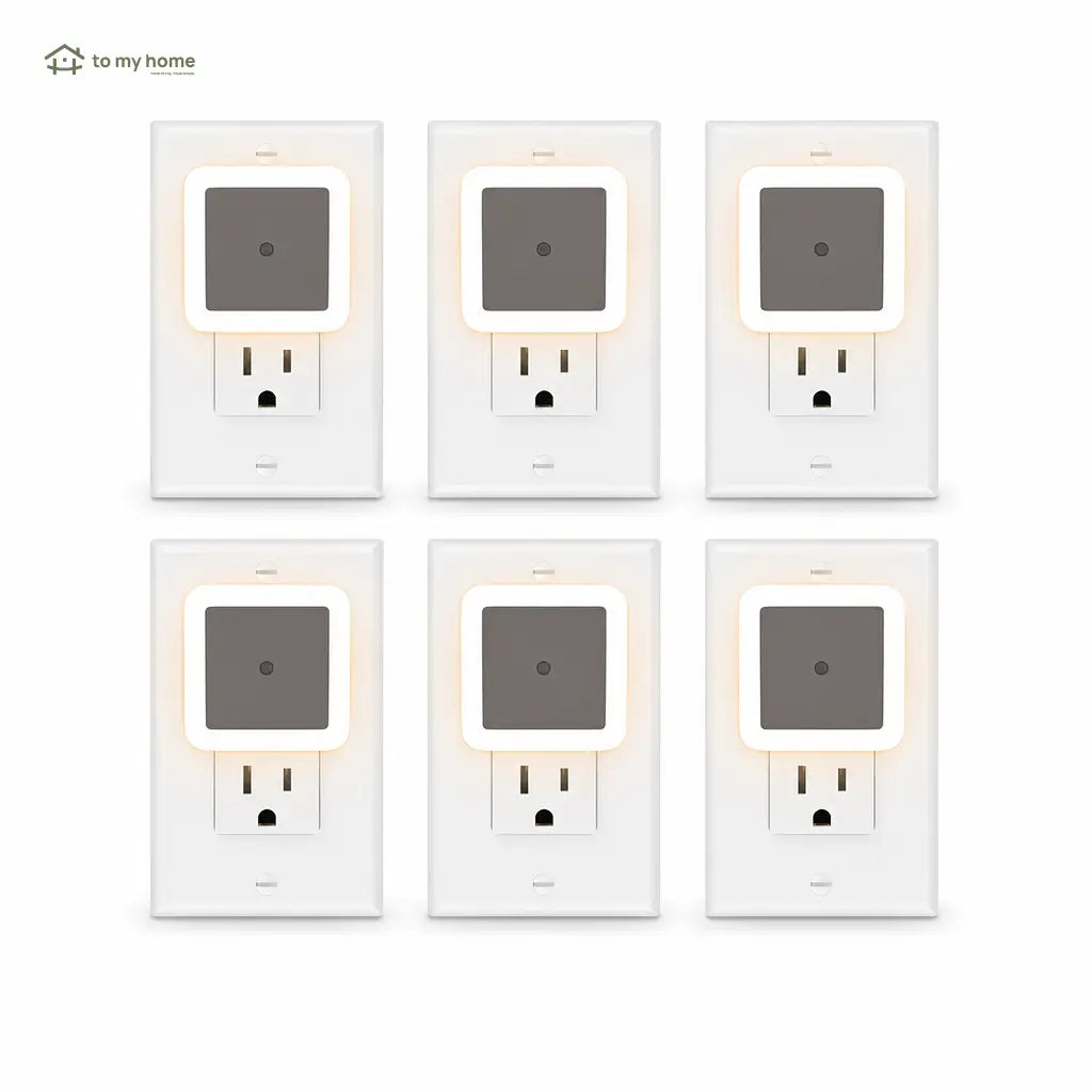 Luz noturna LED de tomada com sensor crepuscular, kit com 6 unidades para quarto, banheiro, corredor e cozinha, branco quente