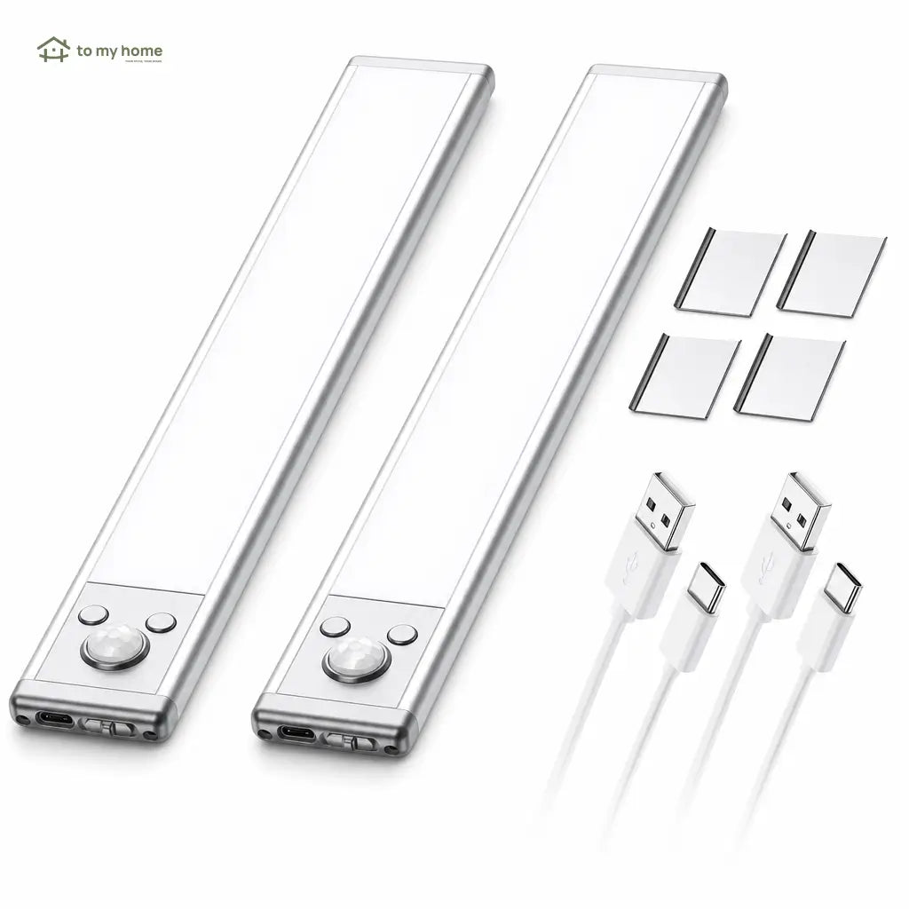 Luminária LED recarregável USB-C com sensor de presença, instalação magnética e brilho ajustável para armários, cozinha e corredor