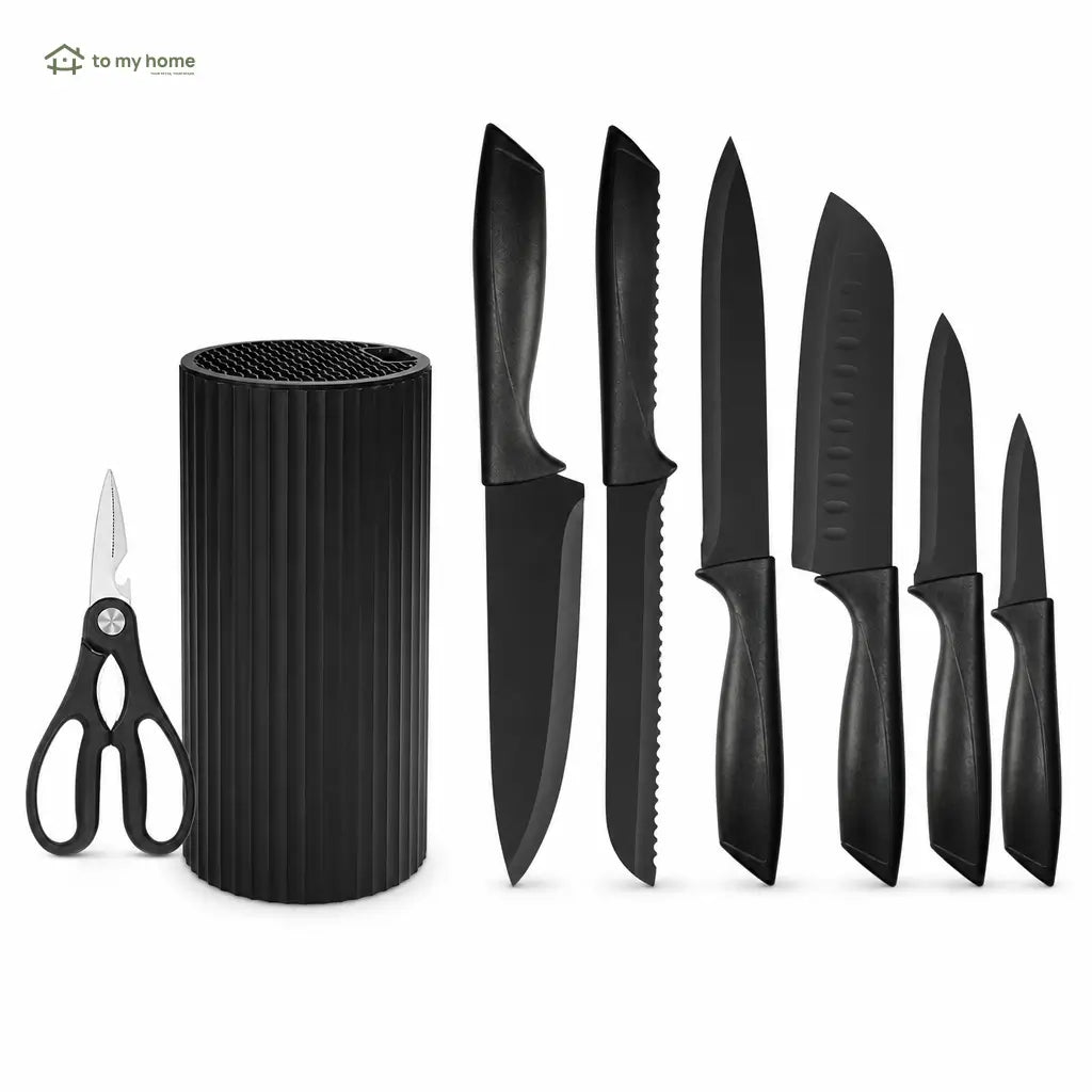 Jogo de facas de cozinha 8 peças com bloco universal, lâminas antiaderentes e resistentes à ferrugem para preparo diário em casa
