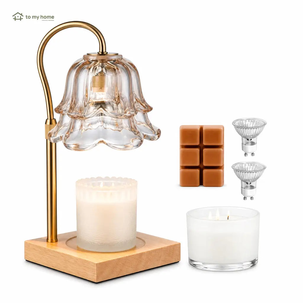 Luminária para derreter vela aromática com design lírio-do-vale, 2 lâmpadas e regulagem de altura para presentear em aniversários, Natal e Dia das Mães