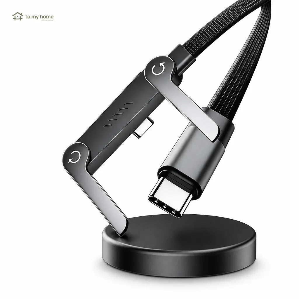 Cabo USB-C 240W com suporte invisível para celular e notebook, carga rápida 2 em 1 para jogos, escritório, viagens e carro