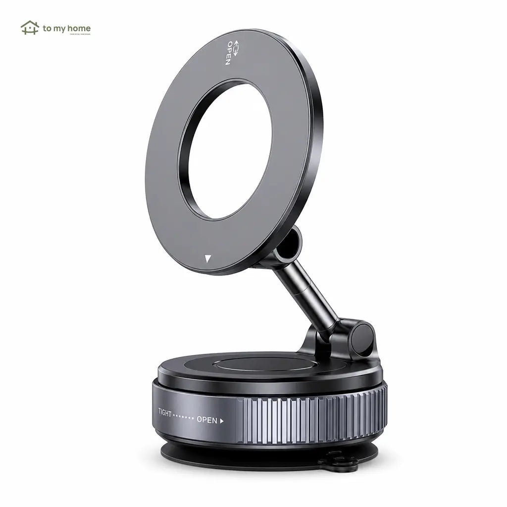 Suporte magnético para celular com ventosa a vácuo, rotação 360° e uso dobrável no carro, espelho ou academia