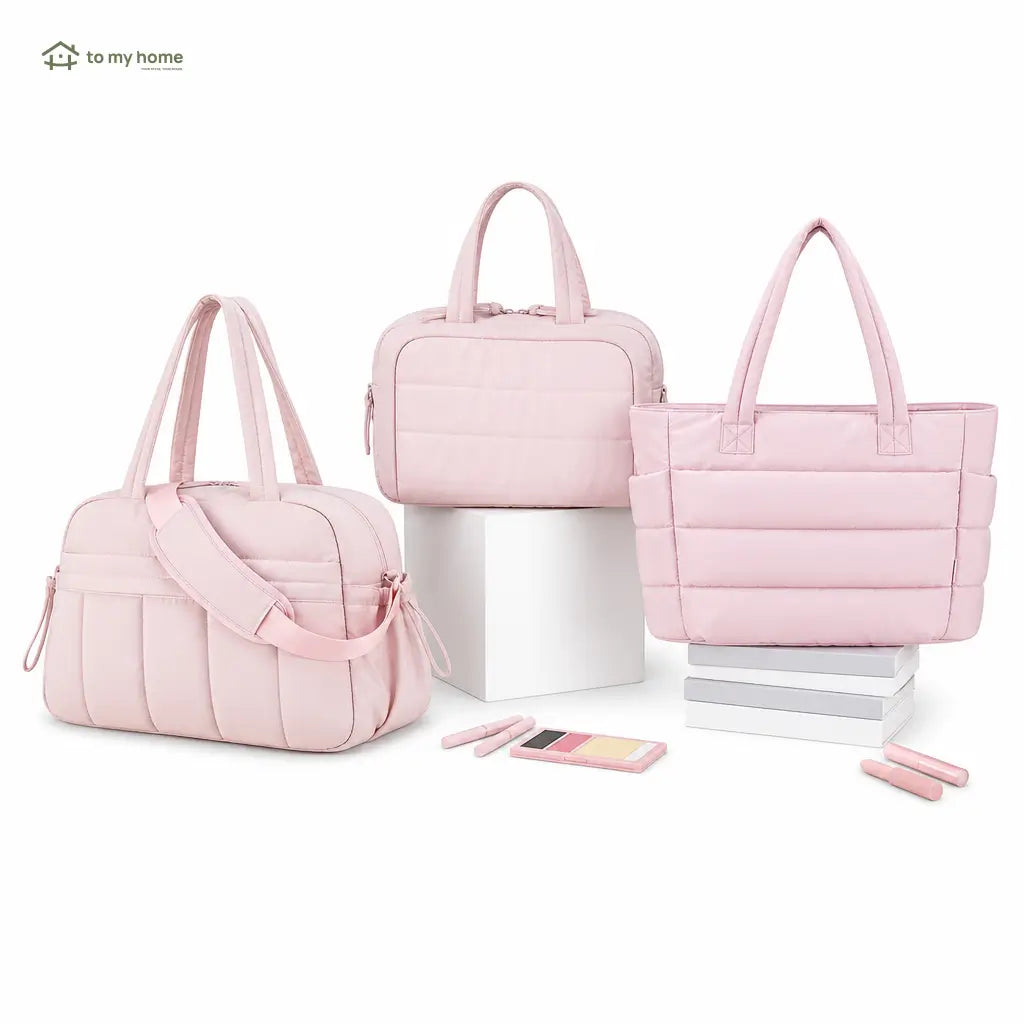 Bolsa tote puffer com porta-notebook e múltiplos compartimentos, ideal para rotina urbana, estudos, academia e viagens com conforto leve e prático