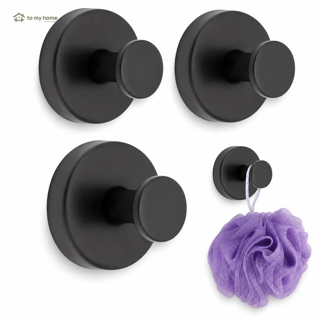 Kit com 2 ganchos de ventosa sem furar, acabamento preto fosco para organizar toalhas e acessórios no banheiro e cozinha com praticidade