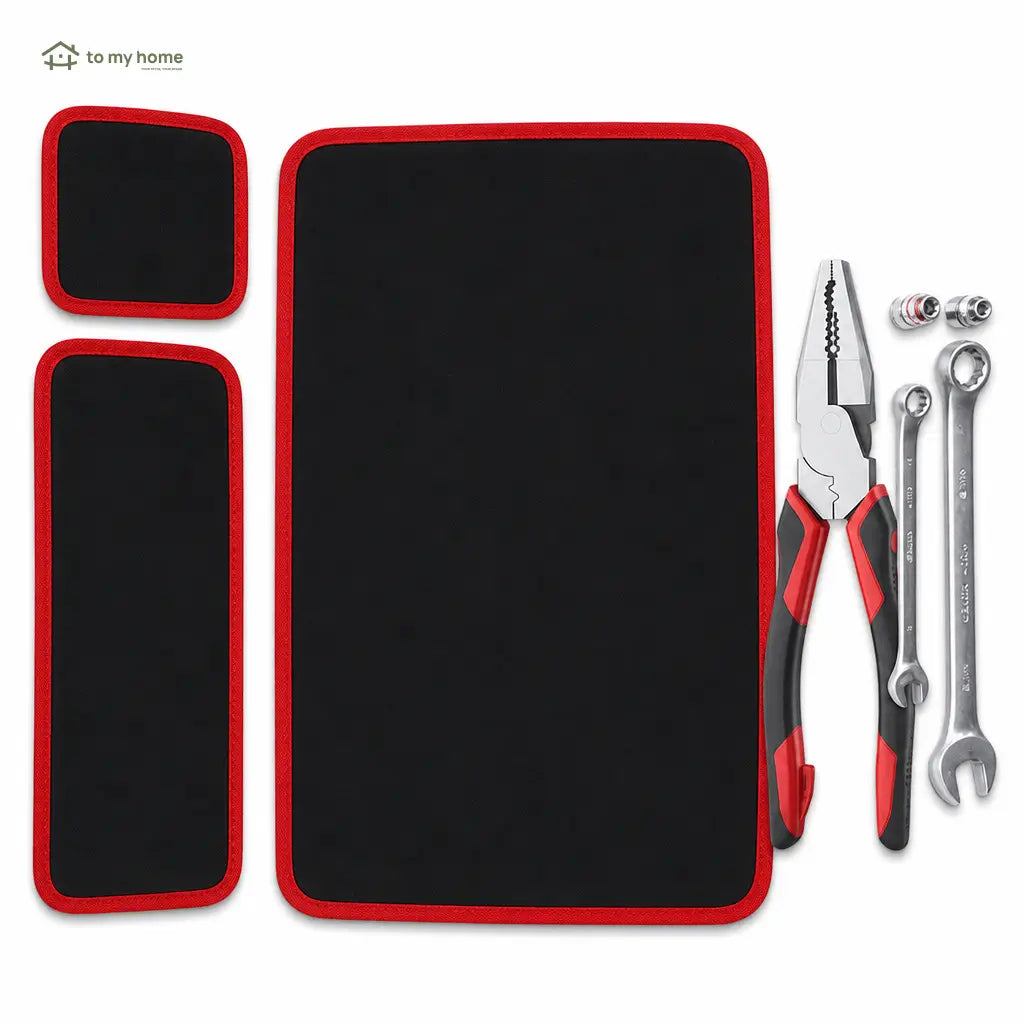 Kit com 3 tapetes magnéticos flexíveis em PVC antiderrapante para organizar ferramentas, parafusos e porcas na oficina e garagem