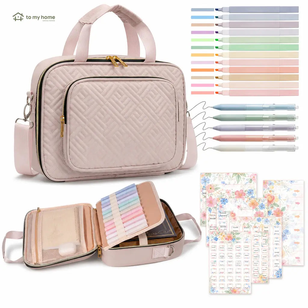 Capa bolsa para Bíblia com alça ajustável, bolsos organizadores e kit marca-textos para estudo, igreja e journaling cristão no dia a dia