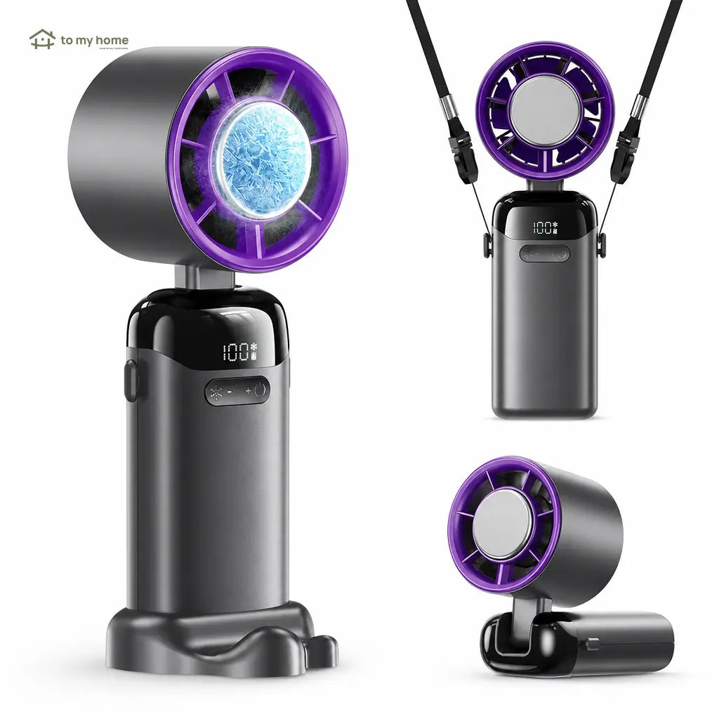 Ventilador portátil turbo 4 em 1 com 200 velocidades, display LED e bateria 3600 mAh para viagem, mesa e pescoço
