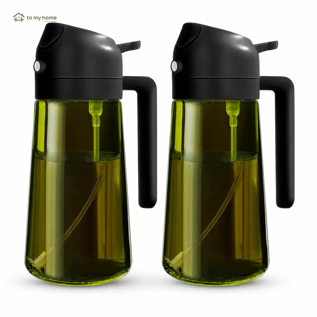 Kit com 2 dosadores borrifadores de óleo em vidro BPA-free 470 ml para cozinhar com mais controle e menos bagunça na rotina diária