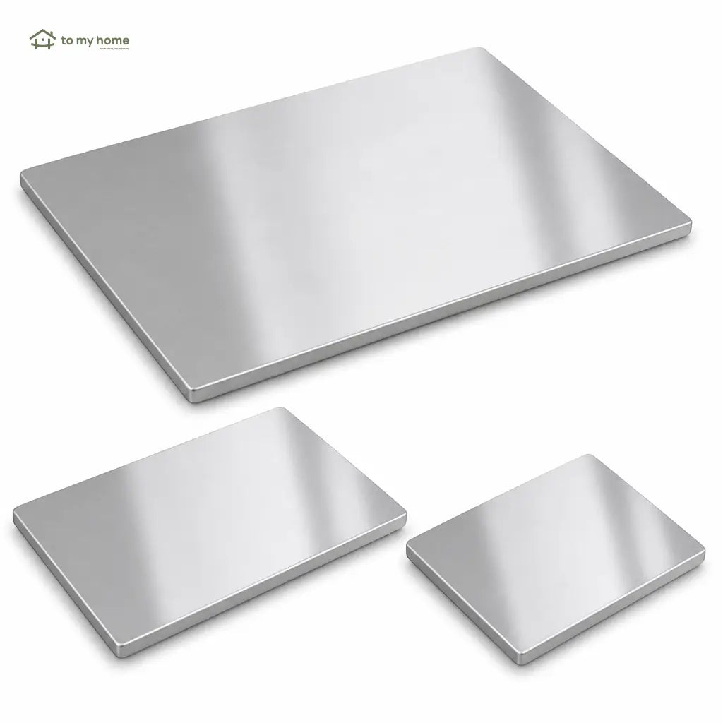 Tábua de corte em aço inox 304 antiderrapante, higiênica e impermeável para carnes, legumes e massas na cozinha de casa ou restaurante