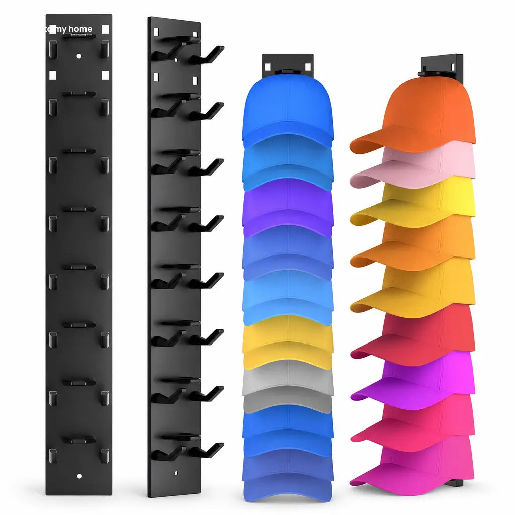 Organizador de bonés de parede com 2 suportes, adesivo ou parafuso, economiza espaço no quarto e closet, comporta 18 bonés