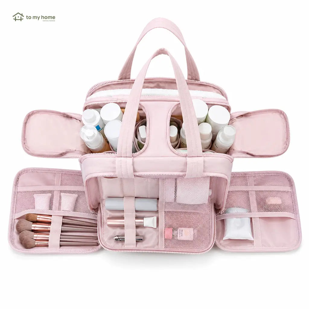 Necessaire de viagem impermeável 4 em 1 com grande capacidade para cosméticos, higiene pessoal e acessórios femininos na mala de mão