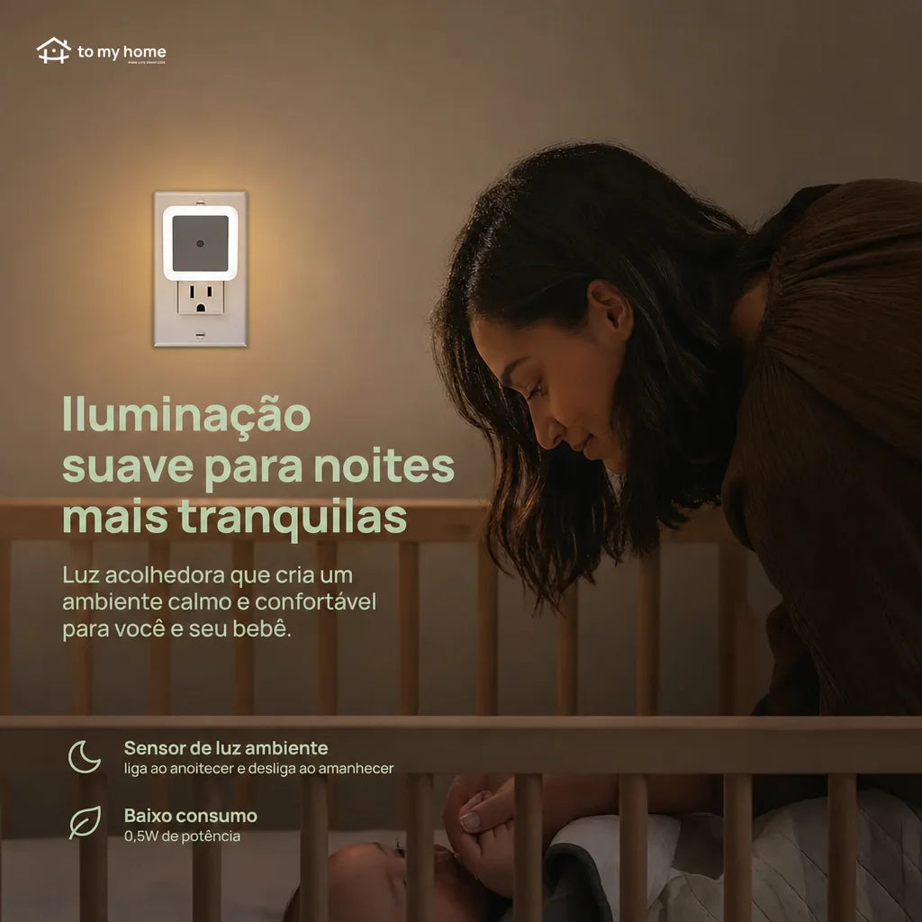 Luz noturna LED de tomada com sensor crepuscular, kit com 6 unidades para quarto, banheiro, corredor e cozinha, branco quente
