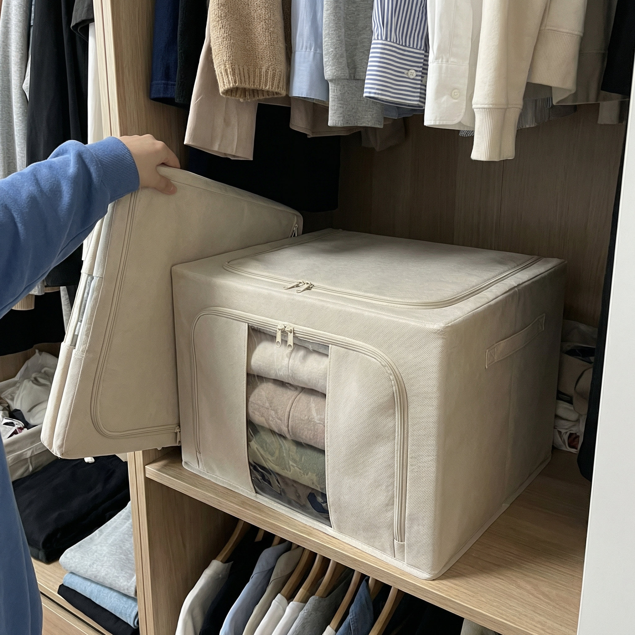 Caixa Organizadora Grande 50cm x 40cm x 30cm  – Armazene Edredons, Roupas e Sapatos com Segurança