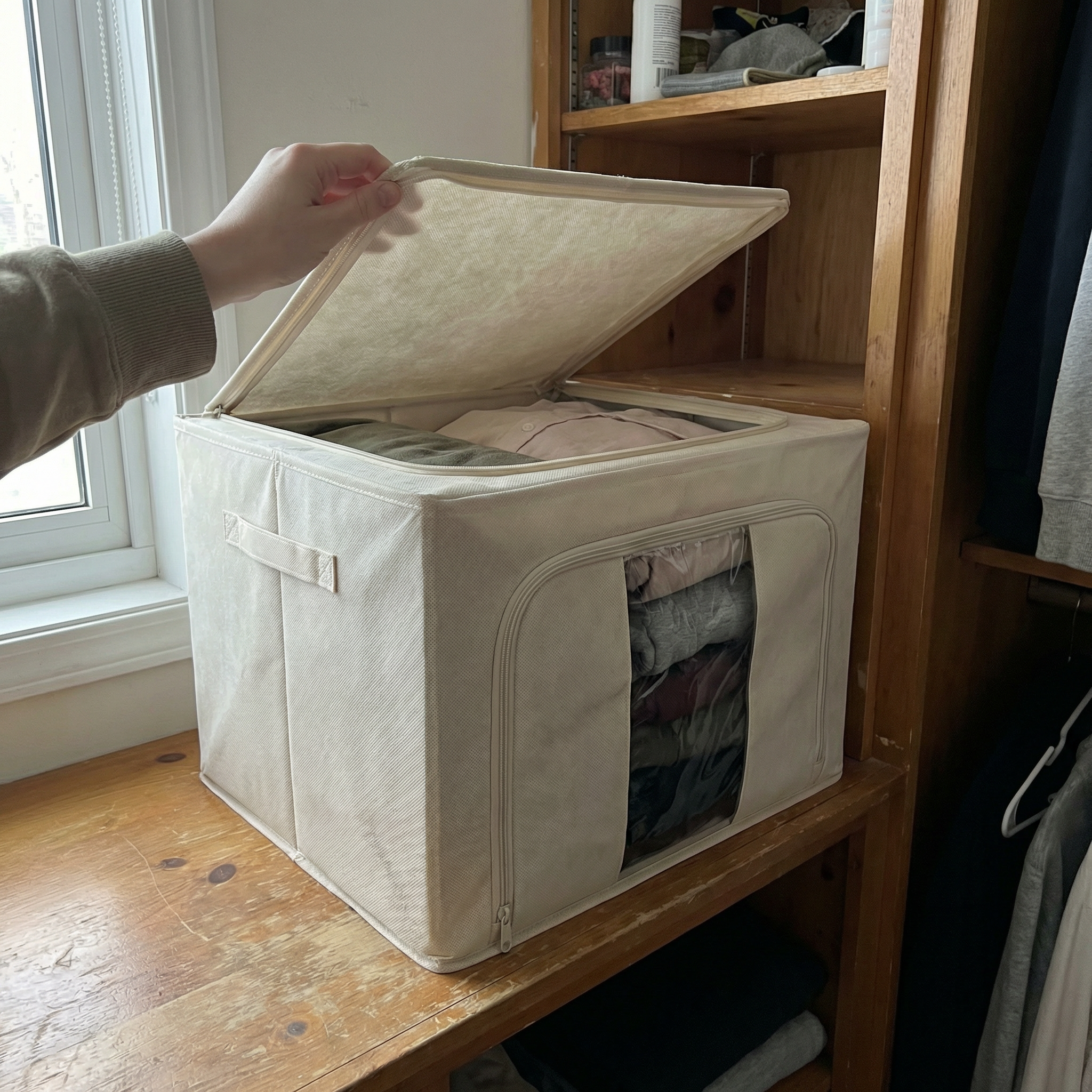 Caixa Organizadora Grande 50cm x 40cm x 30cm  – Armazene Edredons, Roupas e Sapatos com Segurança