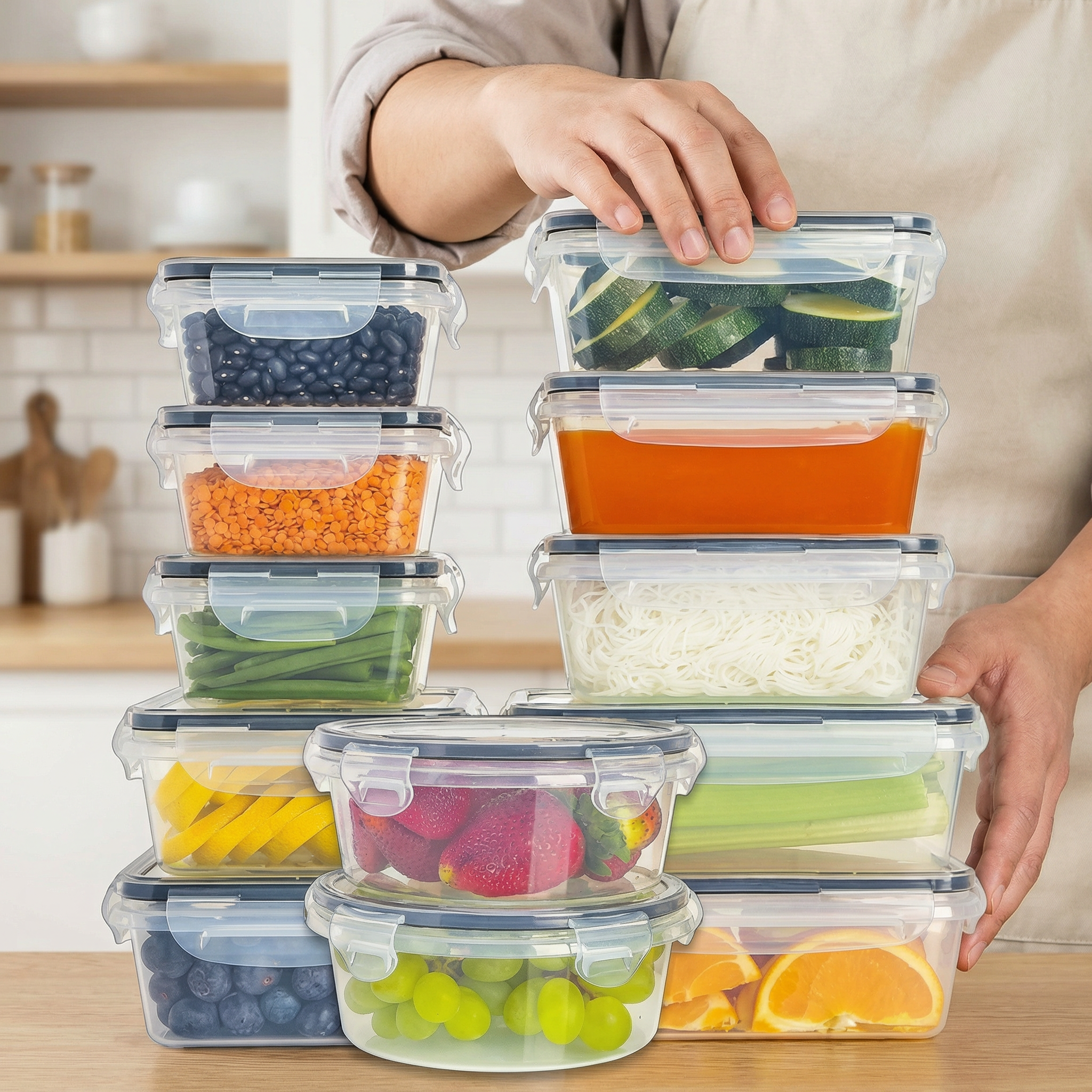 Kit 12 Potes Herméticos – Organize e Conserve Seus Alimentos por Mais Tempo